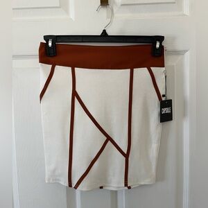 Capsule White and Brown Pencil Skirt